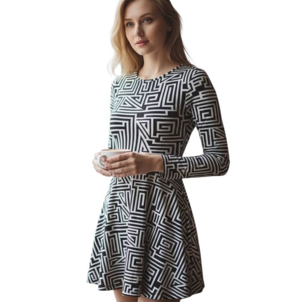 FOREVER 21 BLACK & WHITE DRESS SZ.S EUC.